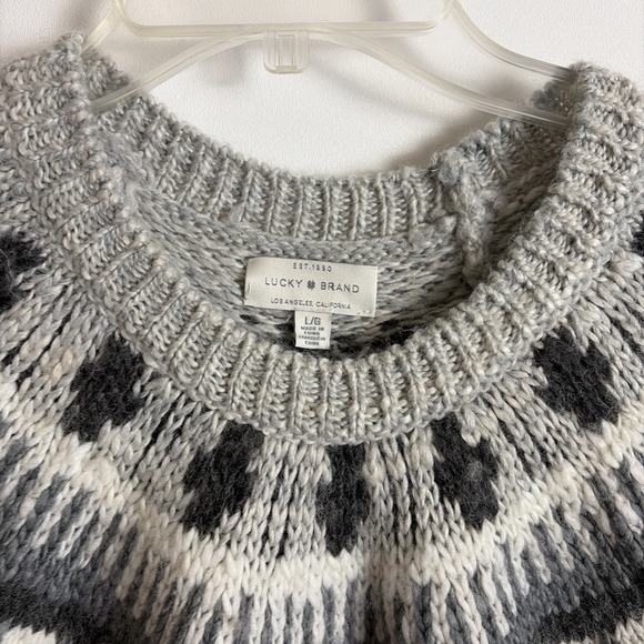 Lucky Brand Women's Gray Sweater Size Large Boho Classic Outdoor Ski Cottagecore - Picture 2 of 14